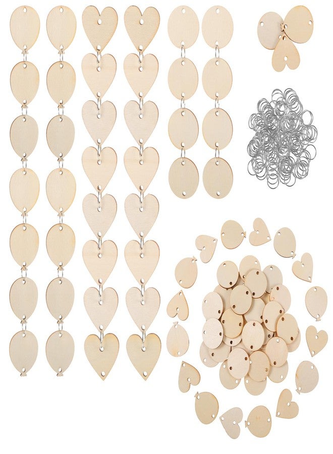 Exircy 210Pcs Family Birthday Plaque Tags Wooden Heart Balloon Circle Tags with Holes and Ring DIY Wooden Ornaments Embellishments for Family Sign Birthday Calendar, Valentine, Chore Board Wood Crafts - Image 1